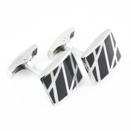 Titanium And Enamel Stripe Square Cufflinks
