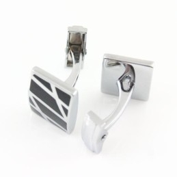 Titanium And Enamel Stripe Square Cufflinks