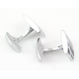 Titanium And Enamel Stripe Square Cufflinks
