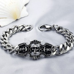 Excellent Quality Male Skull Titanium Bracelet