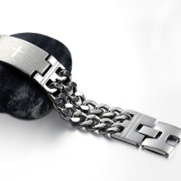 Easy To Use Male Cross Titanium Bracelet