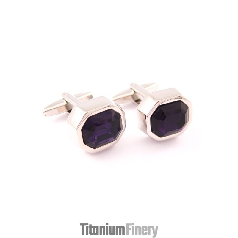Fashion Titanium Cufflinks With Mysterious Purple Opal