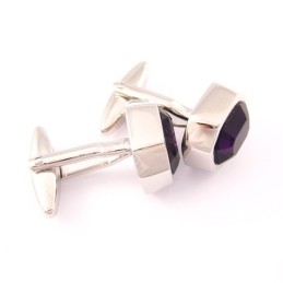 Fashion Titanium Cufflinks With Mysterious Purple Opal