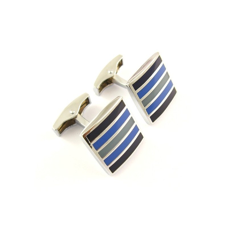 Titanium And Horizontal Stripe Square Cufflinks Titanium And Horizontal Stripe Square Cufflinks