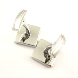 Titanium And Horizontal Stripe Square Cufflinks