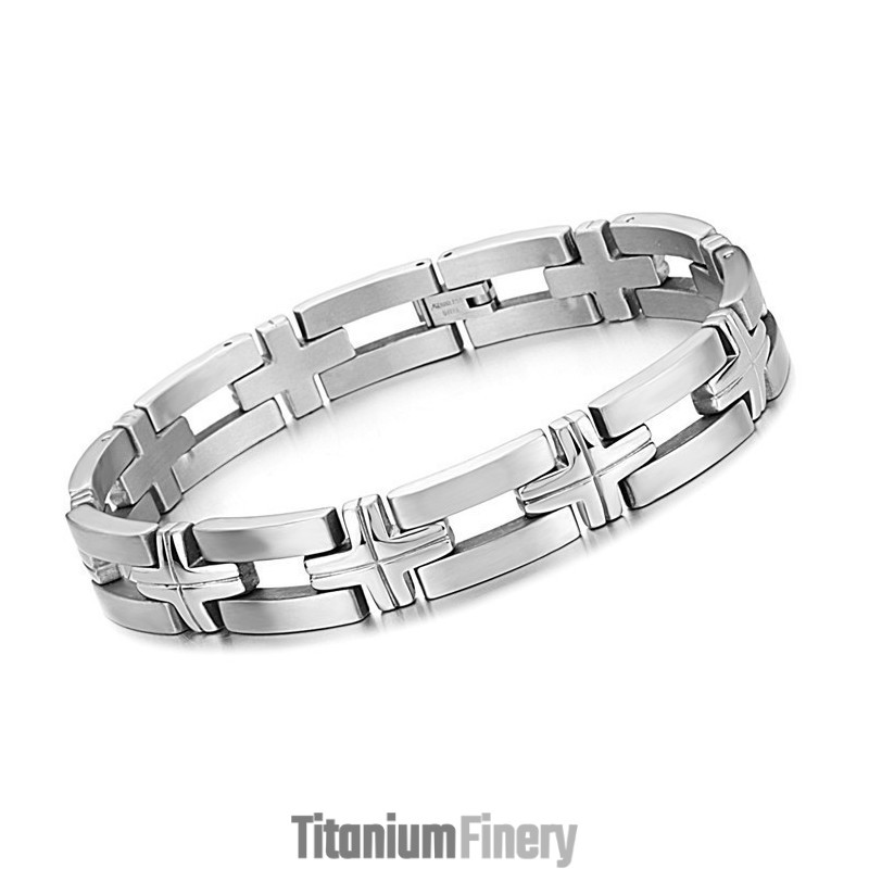 High Quality Male Cross Titanium Bracelet High Quality Male Cross Titanium Bracelet