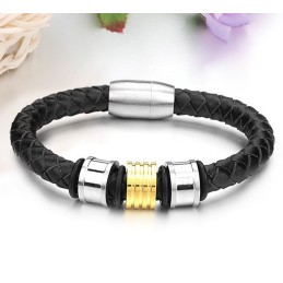 Reliable Quality Male Round Shape Titanium Leather Bangle