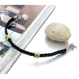 High Quality Concise Titanium Leather Bangle