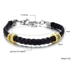 High Quality Concise Titanium Leather Bangle
