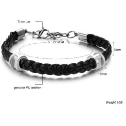 High Quality Concise Titanium Leather Bangle
