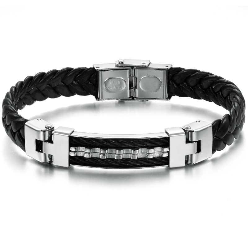 Reliable Quality Classic Titanium Leather Bangle