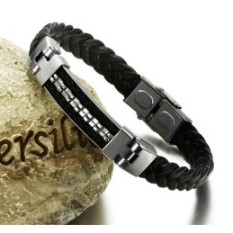 Reliable Quality Classic Titanium Leather Bangle