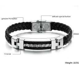 Reliable Quality Classic Titanium Leather Bangle
