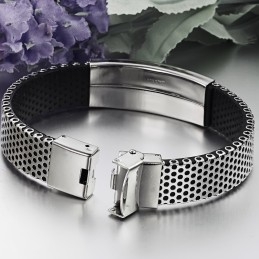 Easy To Use Black Titanium Leather Bangle