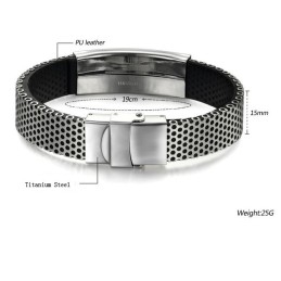 Easy To Use Black Titanium Leather Bangle