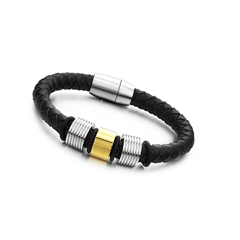 The Queen Of Quality Male Black Titanium Leather Bangle The Queen Of Quality Male Black Titanium Leather Bangle
