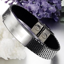 Quality And Quantity Assured Male Cross Titanium Leather Bangle