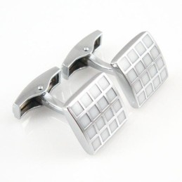 Titanium And White Ip Plated Square Cufflinks