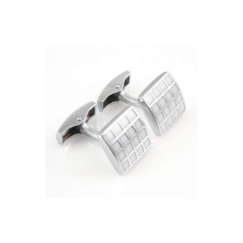 Titanium And White Ip Plated Square Cufflinks Titanium And White Ip Plated Square Cufflinks