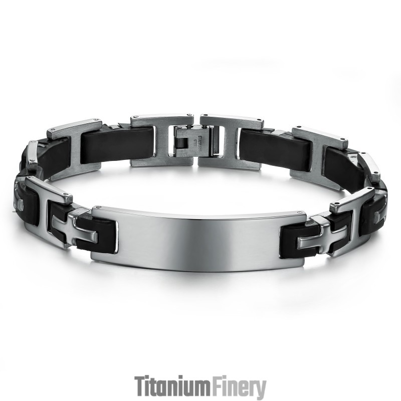 Durable In Use Male Titanium Silicone Bangle