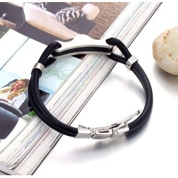 The King Of Quantity Black Titanium Leather Bangle