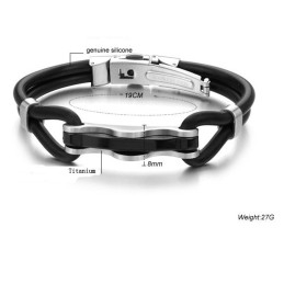 The King Of Quantity Black Titanium Leather Bangle