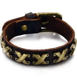 High Quality The Roman Numbers Titanium Leather Bangle