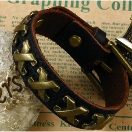 High Quality The Roman Numbers Titanium Leather Bangle