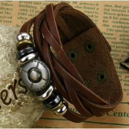 Selling Well All Over The World Male Retro Titanium Leather Bangle