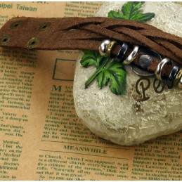 Selling Well All Over The World Male Retro Titanium Leather Bangle