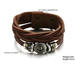 Selling Well All Over The World Male Retro Titanium Leather Bangle