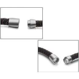 High Quality Brown Titanium Leather Bangle
