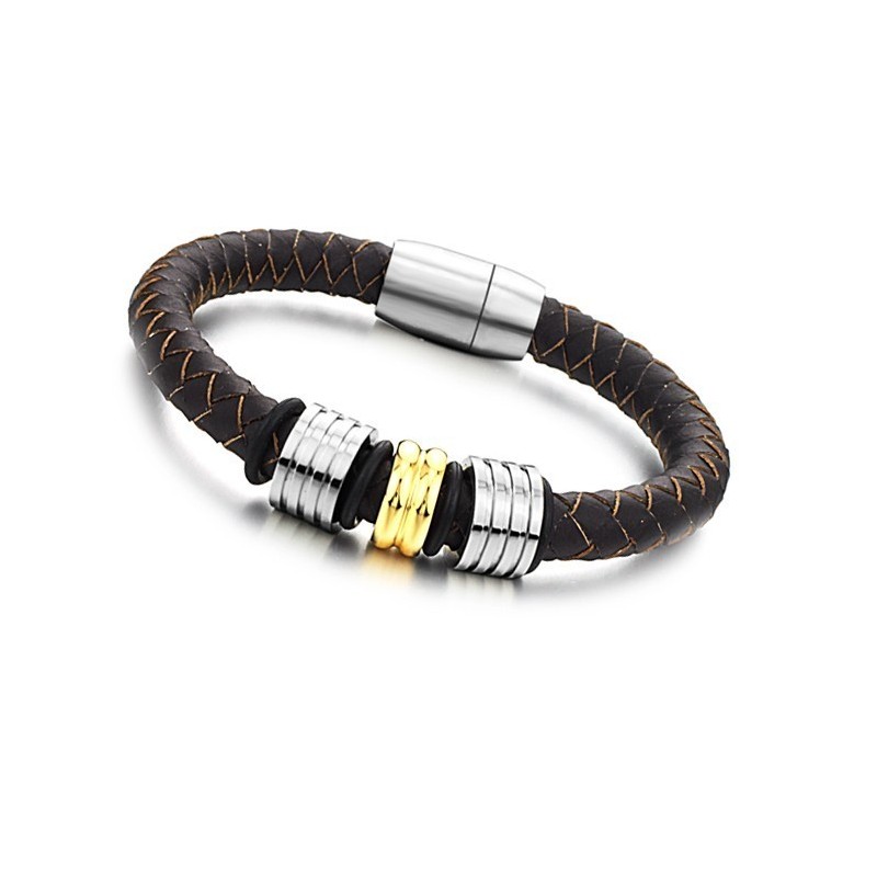 The Queen Of Quality Brown Titanium Leather Bangle The Queen Of Quality Brown Titanium Leather Bangle