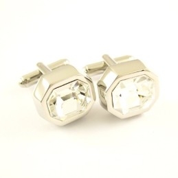 Titanium Octagon Cufflinks With Twinkling Zirconia