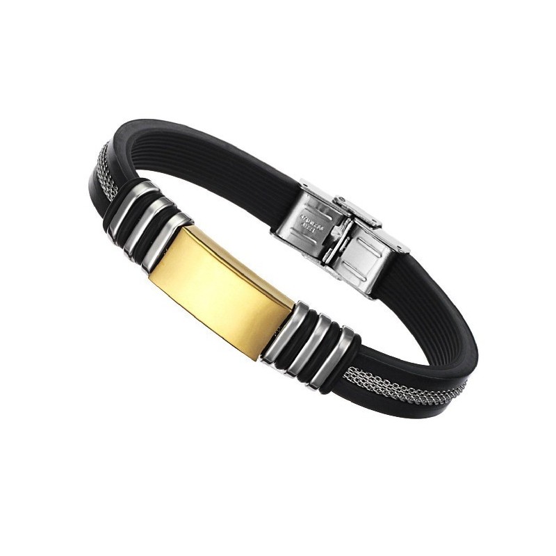 World-Wide Renown Male Charm Titanium Silicone Bangle World-Wide Renown Male Charm Titanium Silicone Bangle