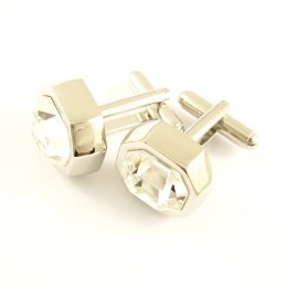 Titanium Octagon Cufflinks With Twinkling Zirconia