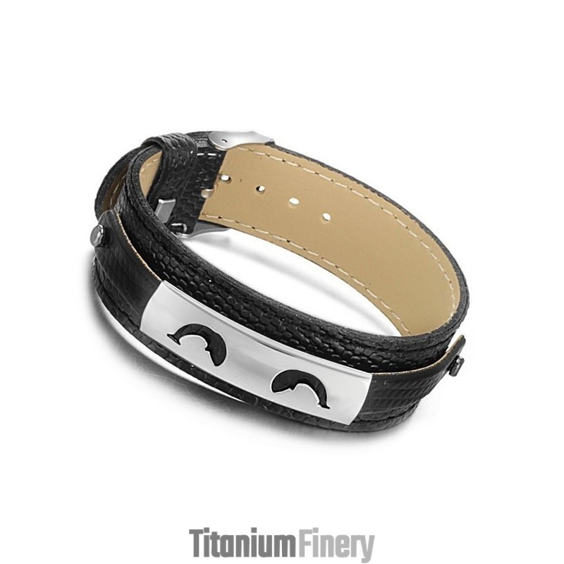 Selling Well All Over The World Black Titanium Leather Bangle Selling Well All Over The World Black Titanium Leather Bangle