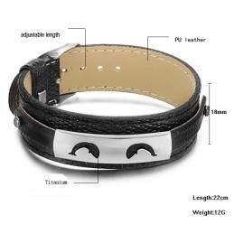 Selling Well All Over The World Black Titanium Leather Bangle