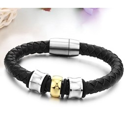 Reliable Reputation Round Shape Titanium Leather Bangle