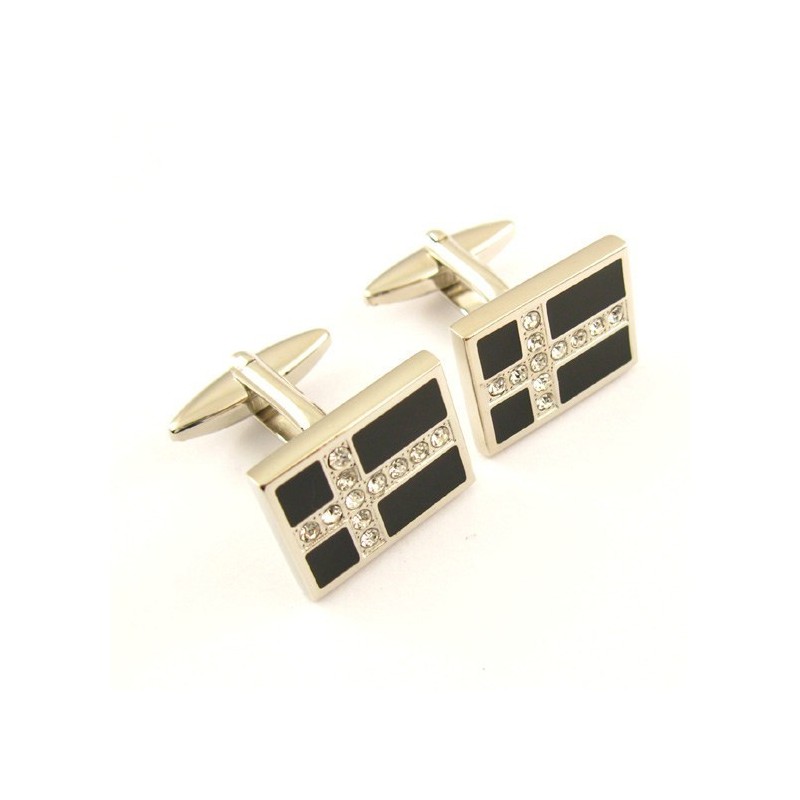 Titanium And Black Ip Plated Cufflinks With Diamonds Cross Titanium And Black Ip Plated Cufflinks With Diamonds Cross