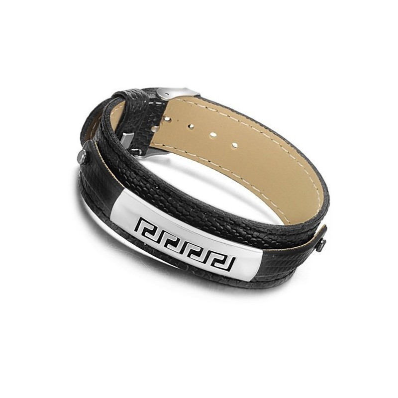 Superior Quality Black Titanium Leather Bangle