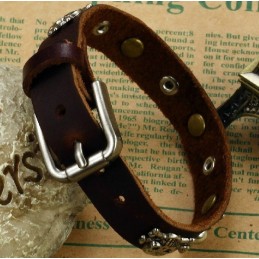 Stable Quality Male Retro Titanium Leather Bangle