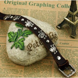 Stable Quality Male Retro Titanium Leather Bangle