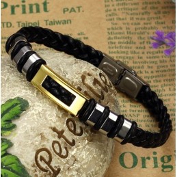 Stable Quality Titanium Leather Bangle