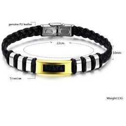 Stable Quality Titanium Leather Bangle