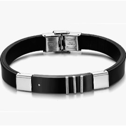 Durable In Use Black Titanium Leather Bangle