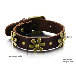 High Quality Retro Titanium Leather Bangle