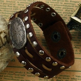 Quality And Quantity Assured Male Retro Titanium Leather Bangle