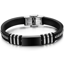 Durable In Use Black Titanium Silicone Bangle