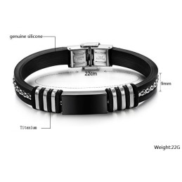 Durable In Use Black Titanium Silicone Bangle